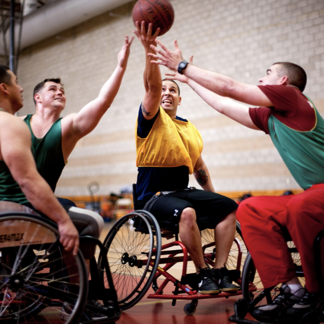Wheelchair basketball tip off