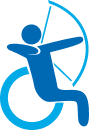 Icon of person in a wheelchair doing archery