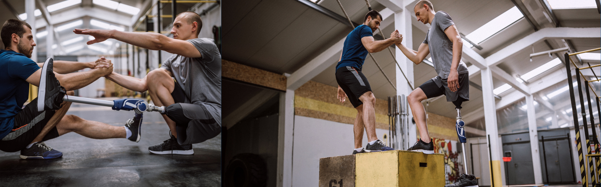 Two people participating in adaptive cross-fit