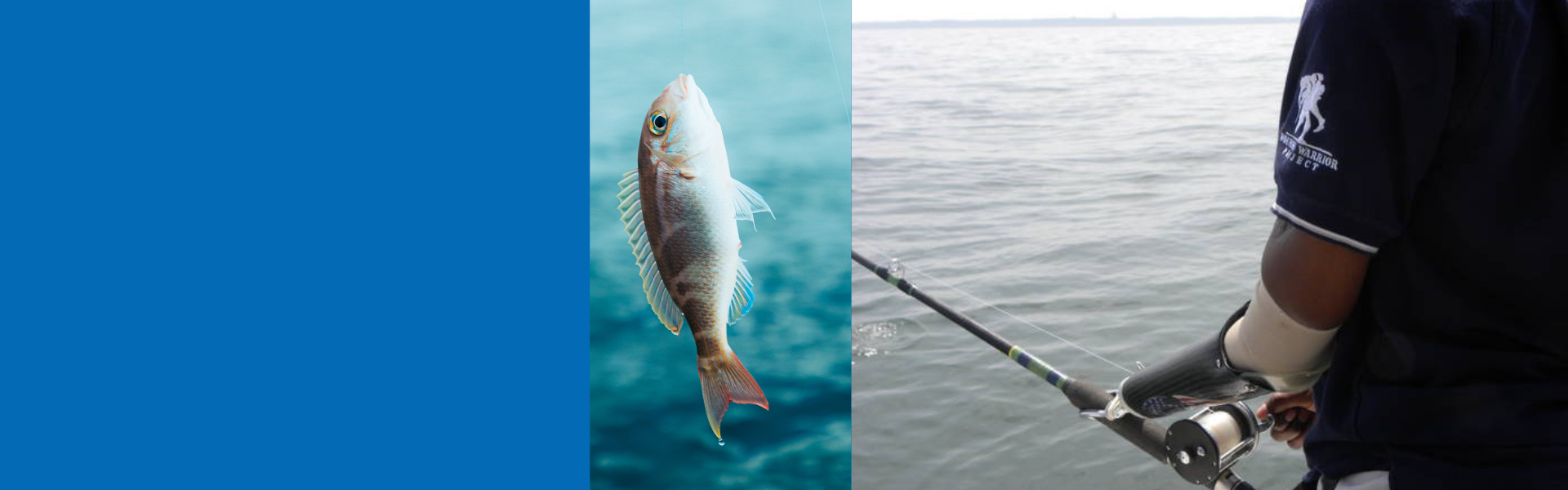 a person fishing with a prosthetic arm