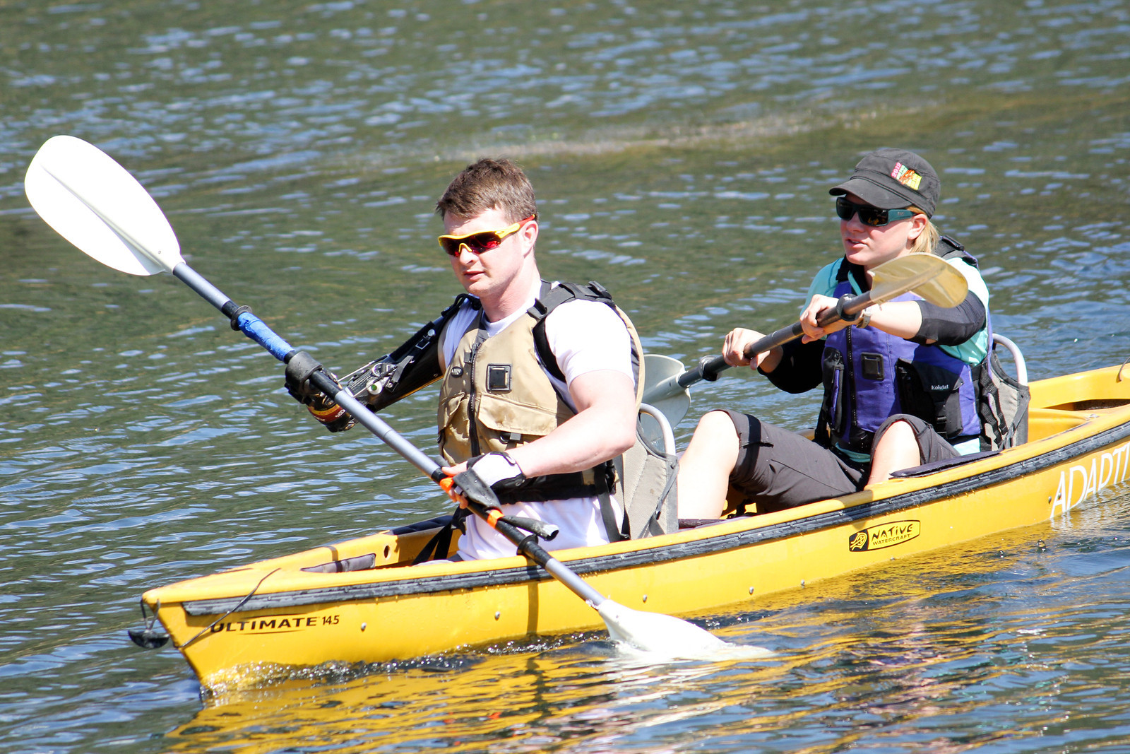 Two athletes kayaking