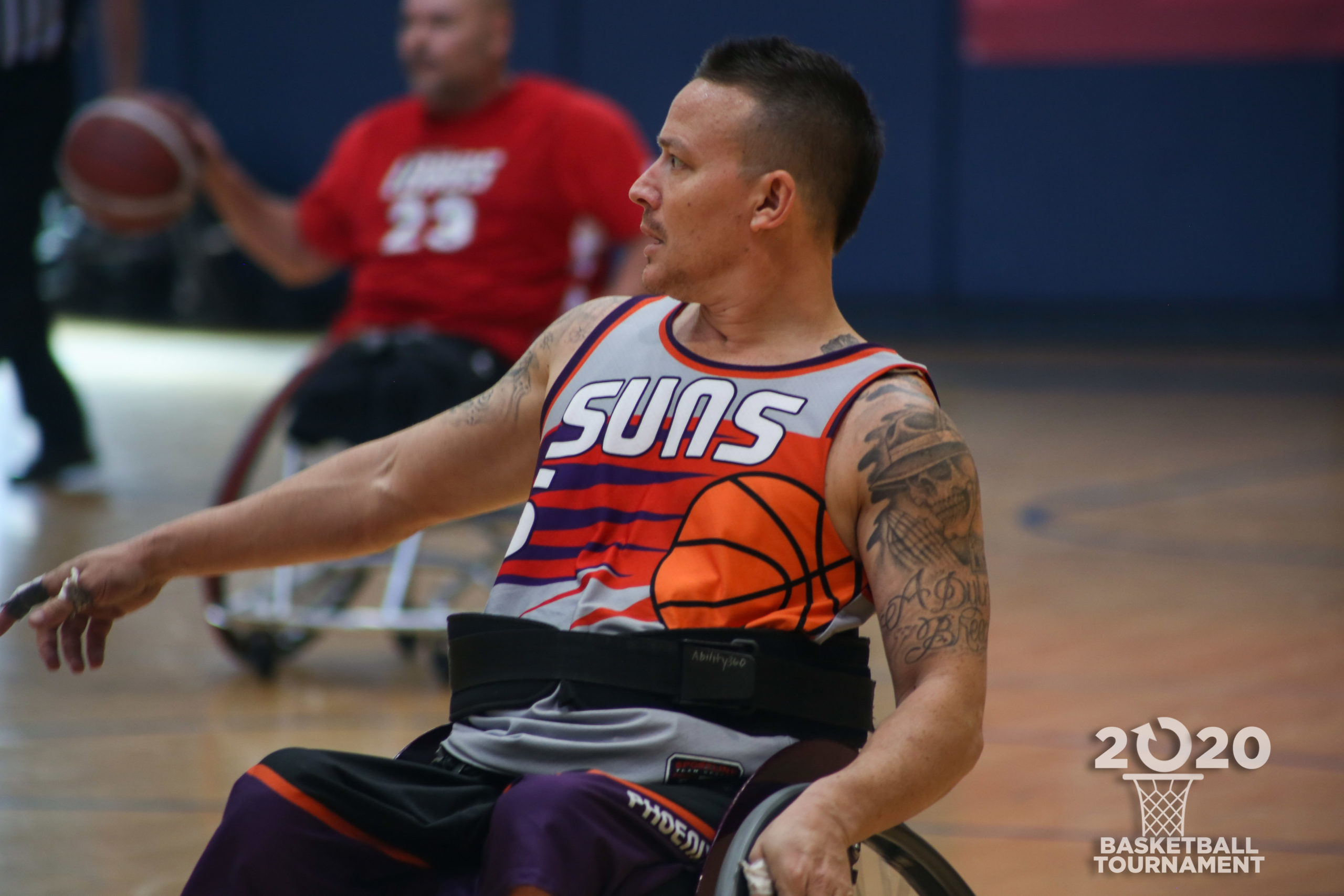 Athlete playing wheelchair basketball