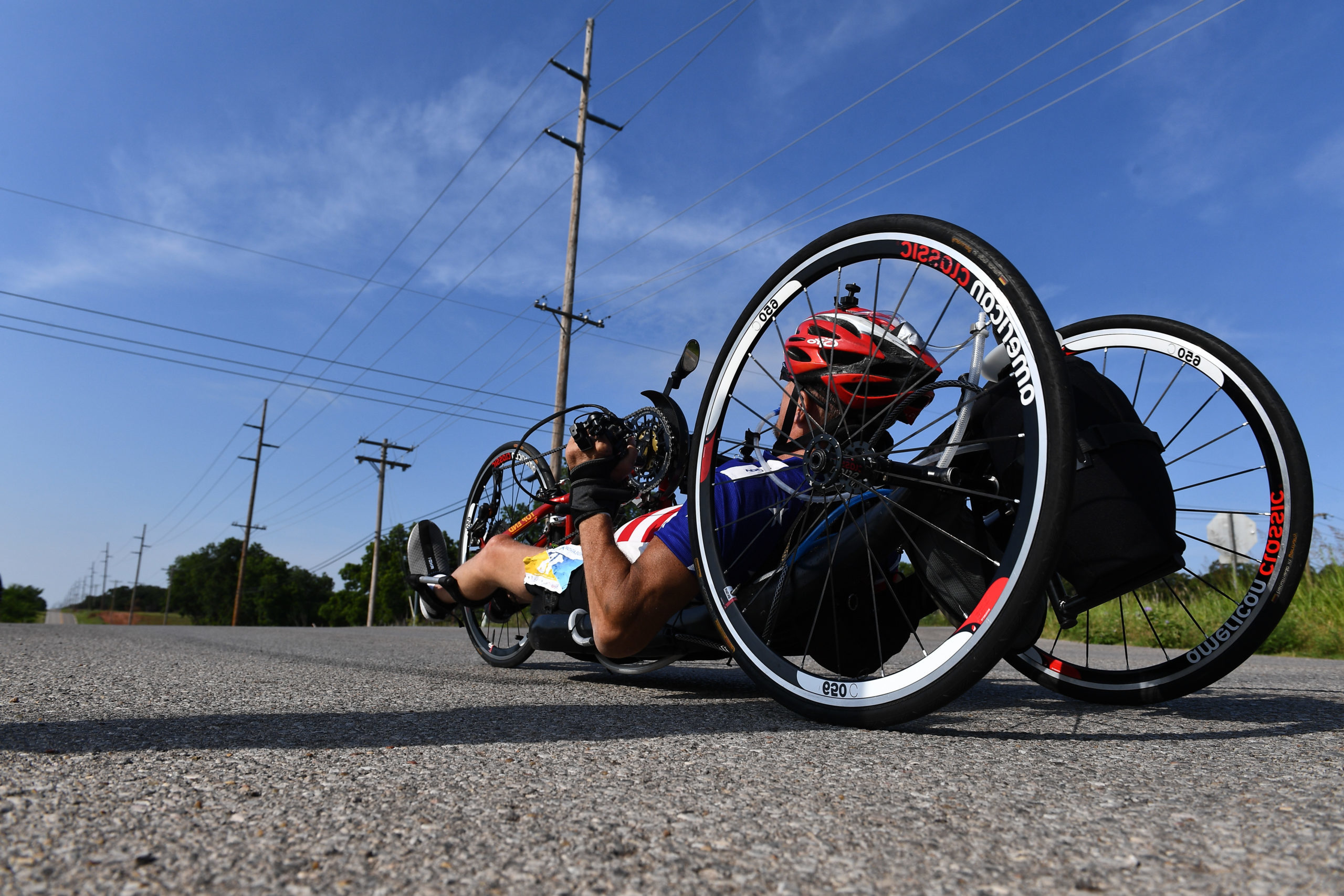 Athlete using hand cycle