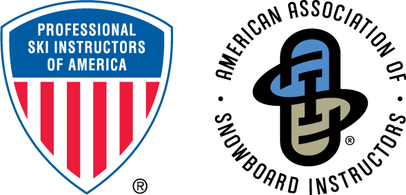 Professional ski instructors of america and american association of snowboard instructors logos