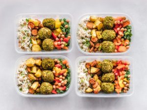 Meal prep containers with meals