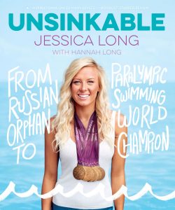 Cover of Unsinkable with Jessica Long wearing gold medals