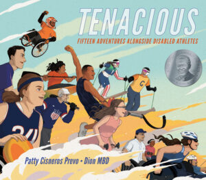 Cover of the book Tenacious with images of athletes participating in different adaptive sports