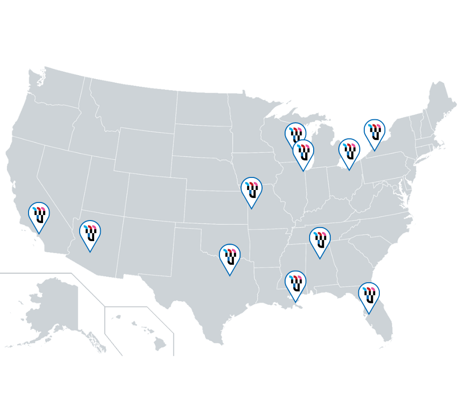 Image; Move United USAWFL location on map. Buffalo, Cleveland, Milaukee, Chicago, Birmingham, Tampa, New Orleans, Kansas City, Dallas, Phoenix, Los Angeles