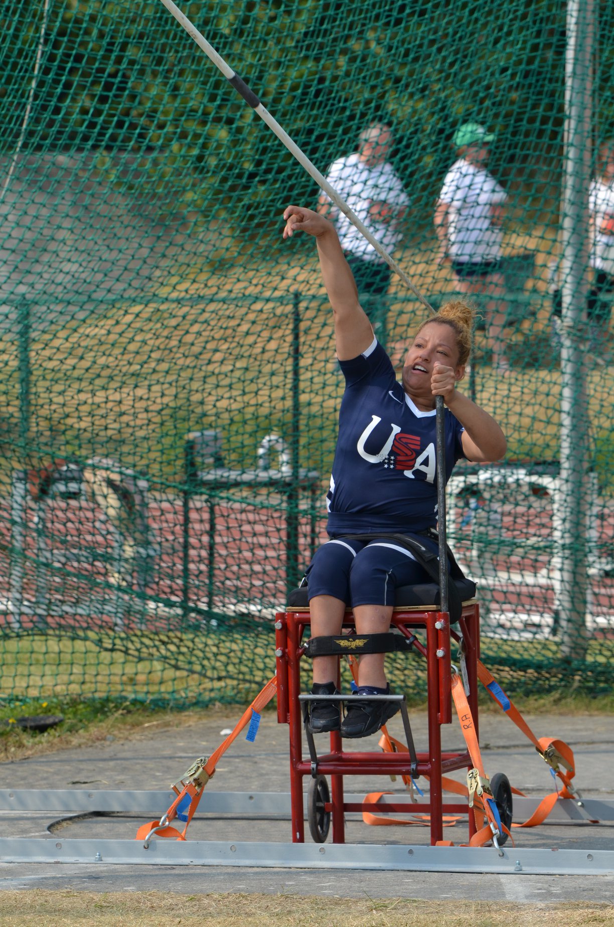 Person participating in sitting javelin throwing