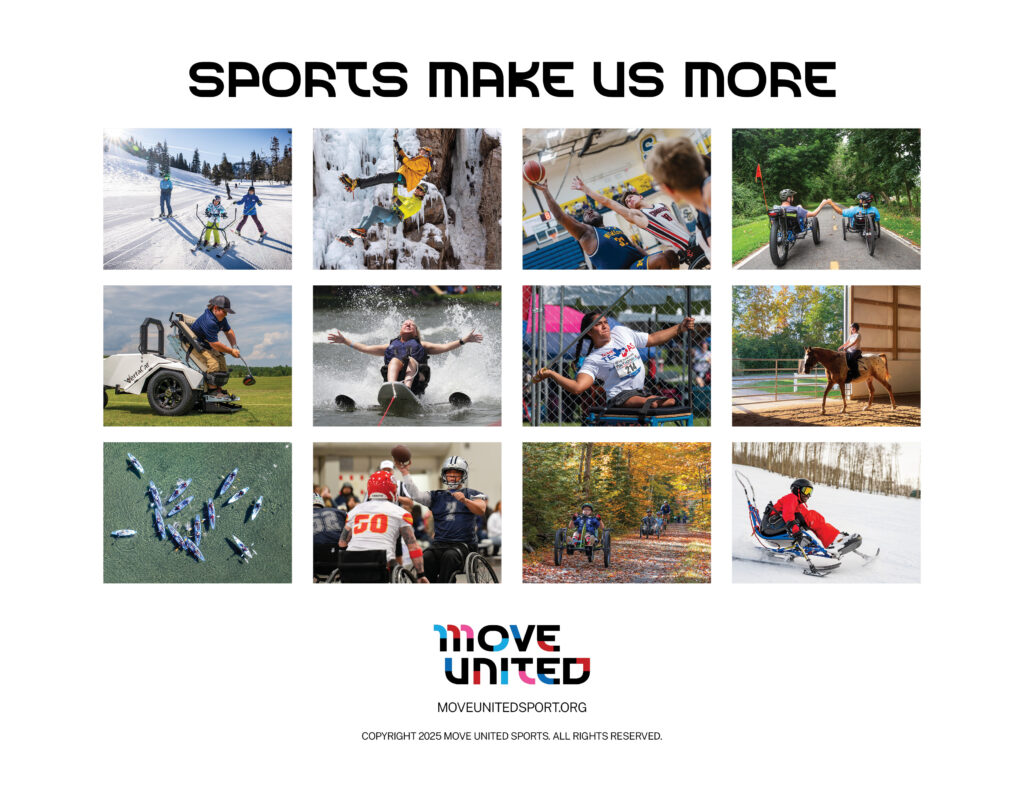 Back cover of 2025 Adaptive Sports Calendar with 12 different images