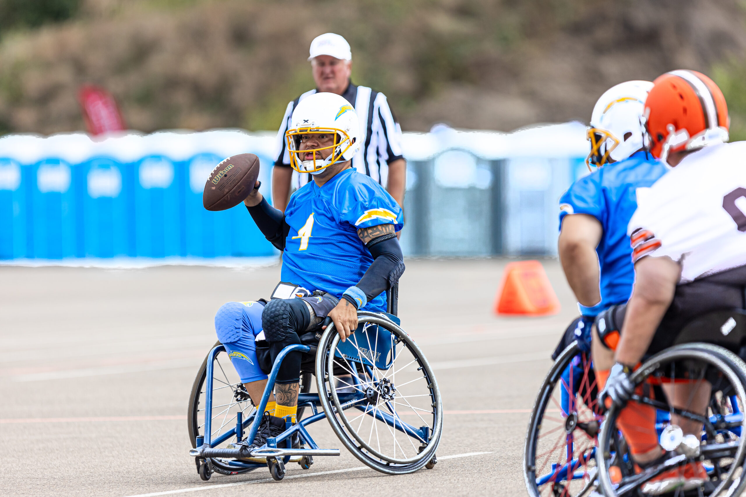 USAWFL Chargers Athlete Ready to Throw the Ball mid game