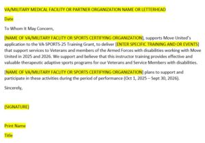 Image of text for a VAMC letter of support