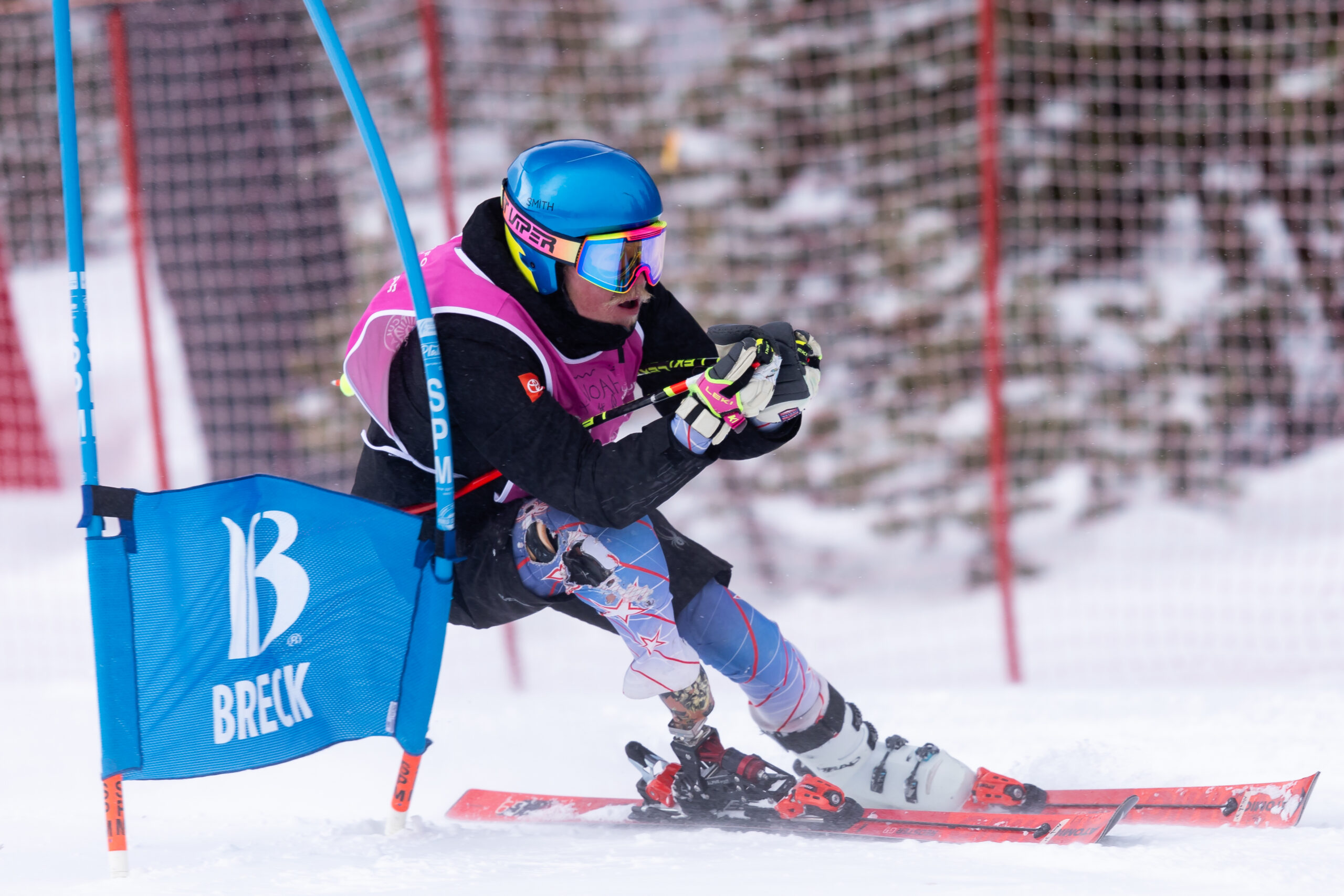 Skier going through race gates