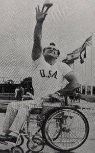 Peter Krajewski throwing a shot put