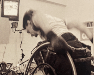 Marty Morse training in a racing wheelchair
