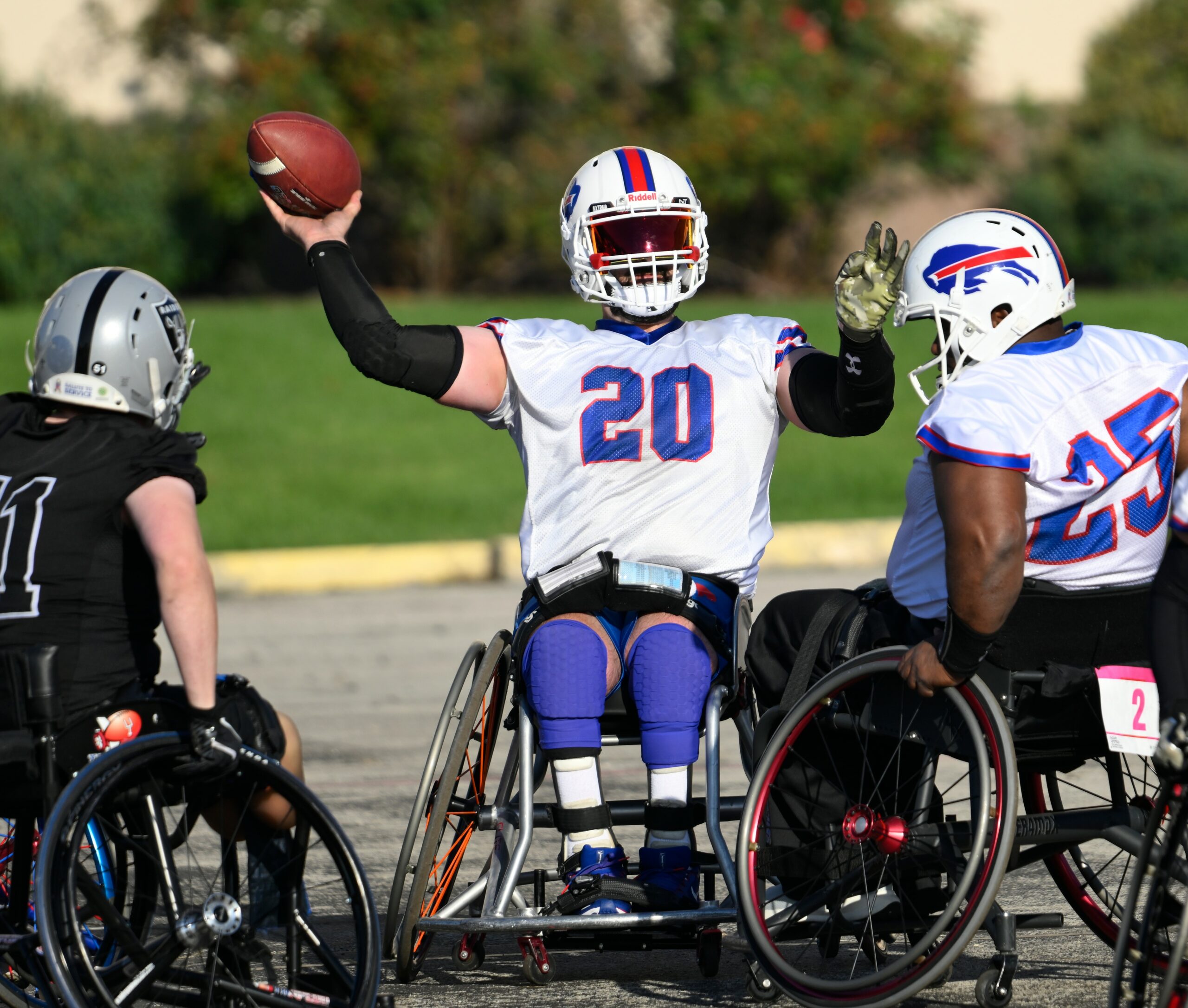 USAWFL Buffalo bills quarterback throwing apass
