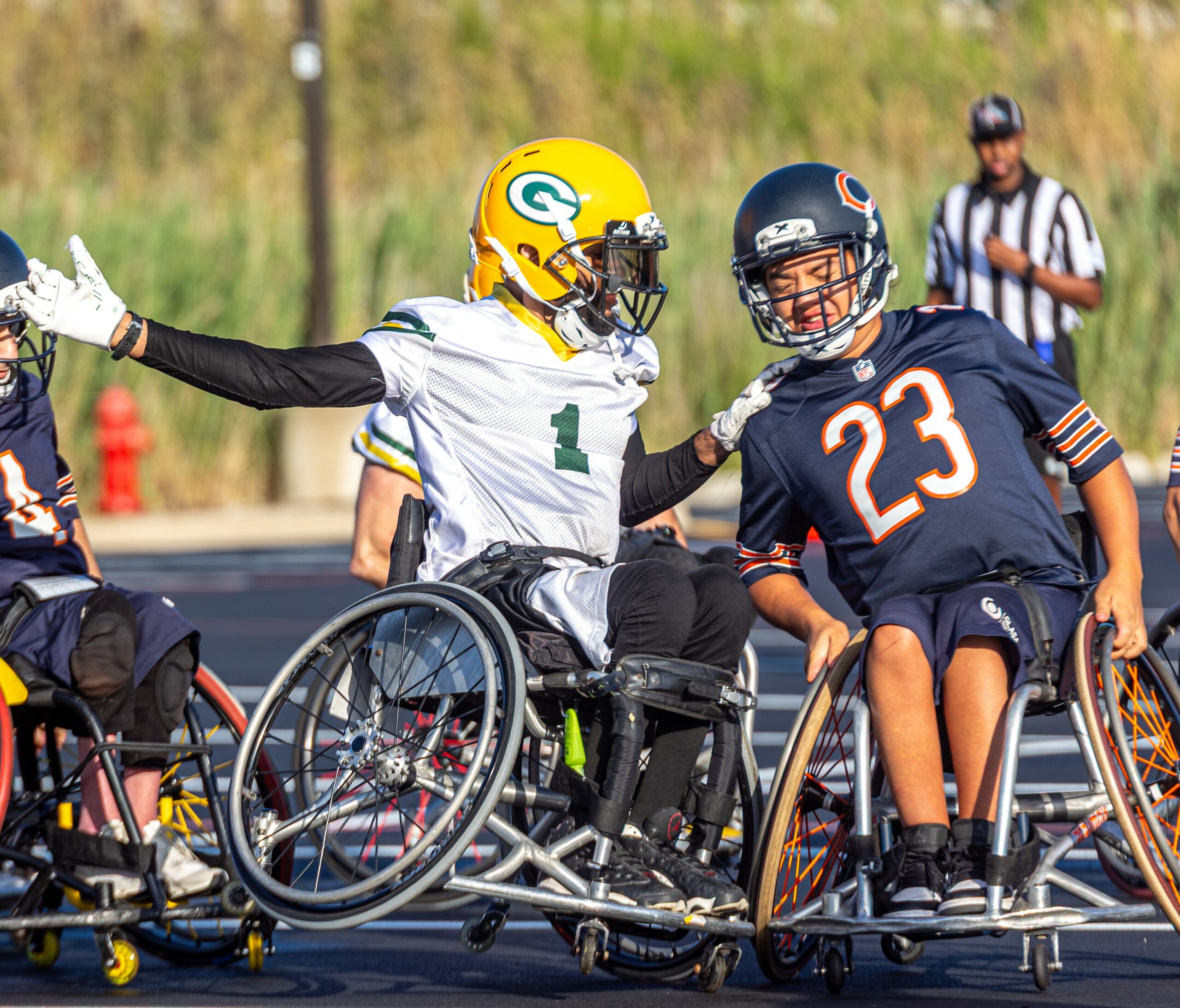 USAWFL Packers athlete tacking Bears athlete