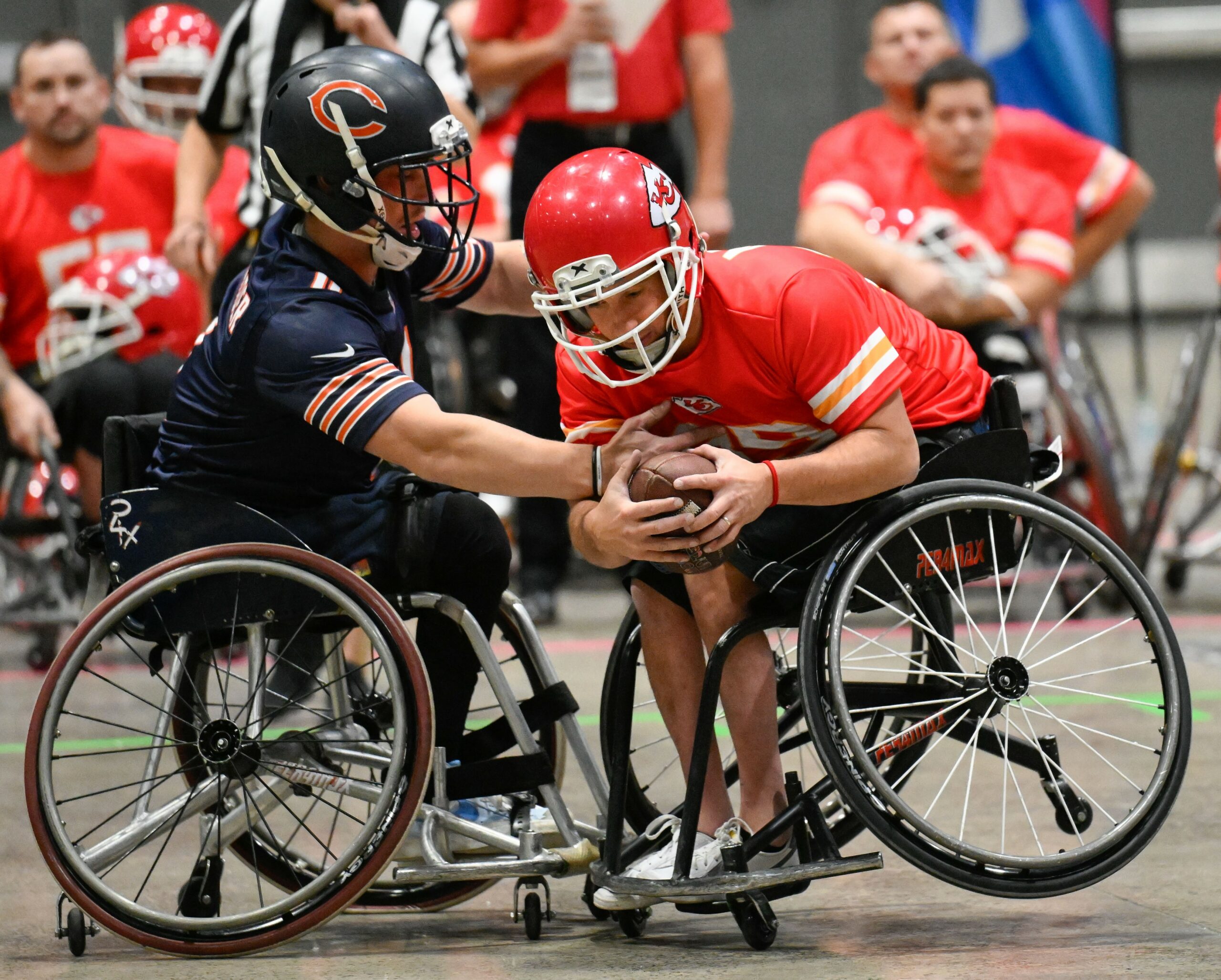 USAWFL Bears athlete tackling a USAWFL Chiefs athlete