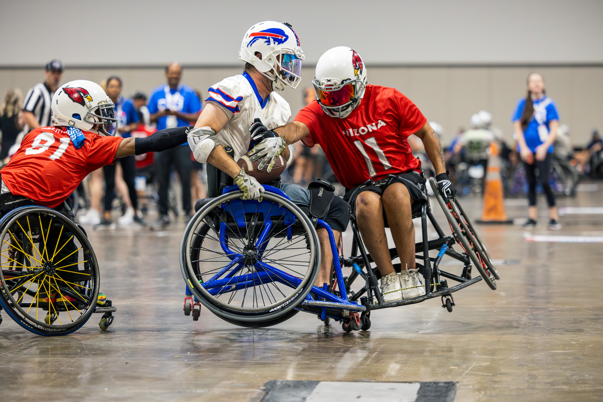 Bills and Cardinals Player on impact during tackle play for USA Wheelchair Football League
