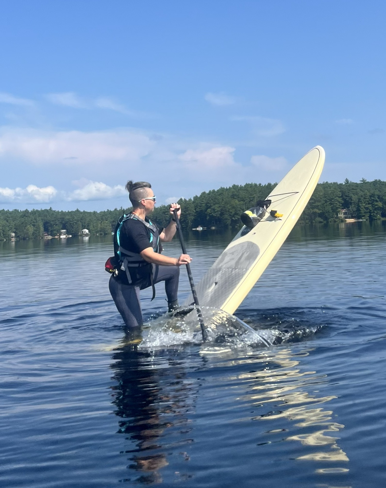 Move United Athlete Crystal Skahan is paddle boating outside in a huge body of water
