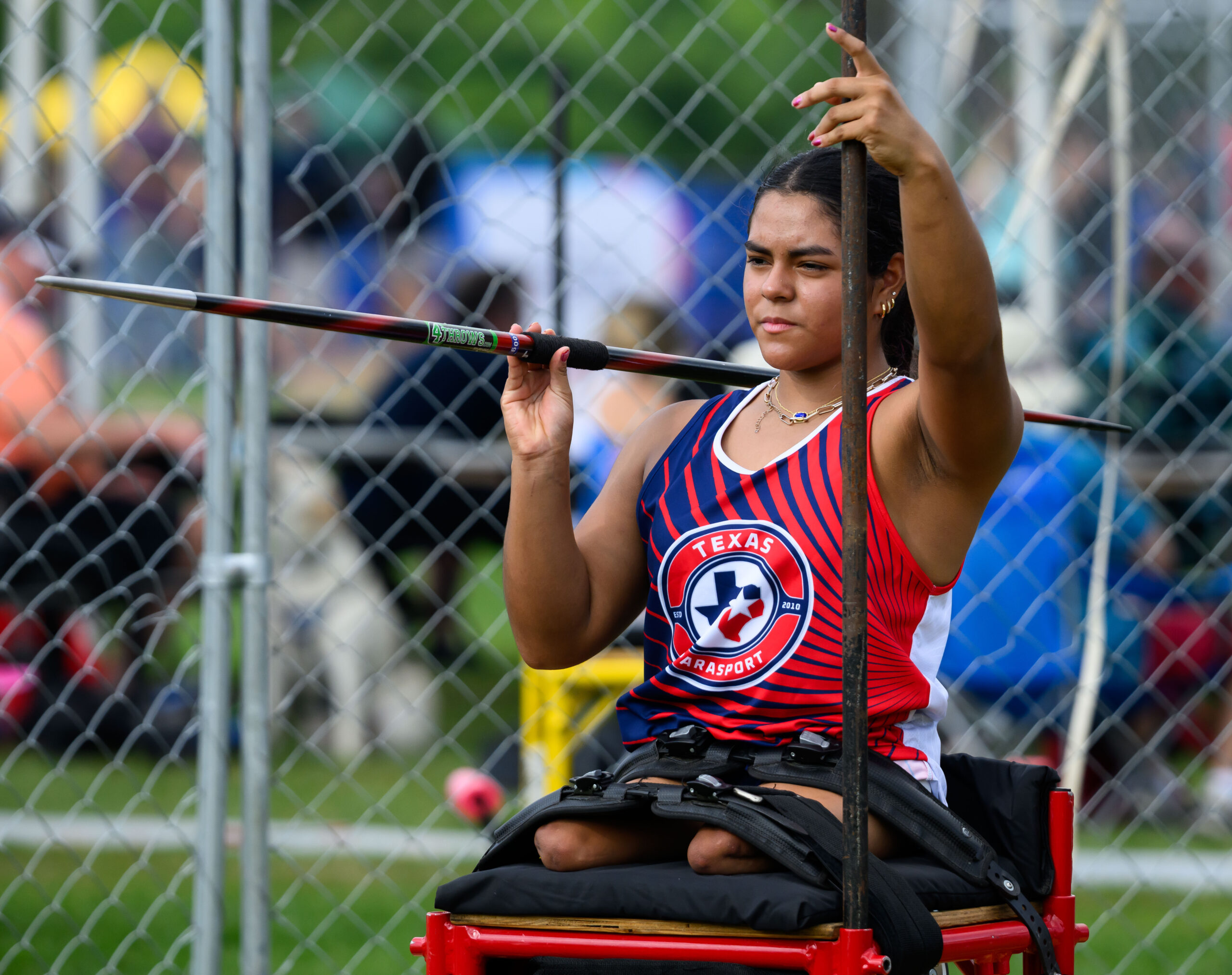Seated throw athlete